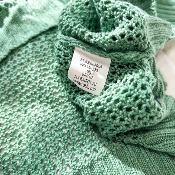 Staccato Green Open Knit Oversized Poncho Sweater Women’s Size S/M EUC - Picture 5 of 5